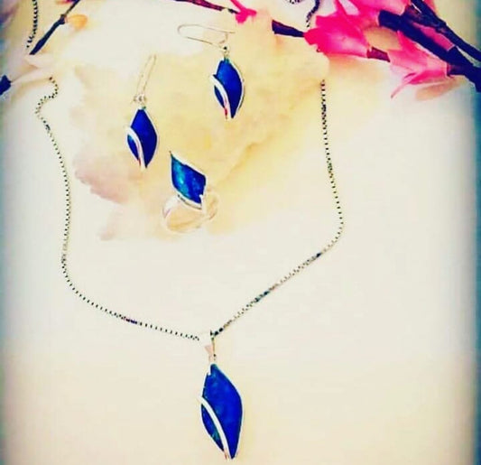 Lapis Lazuli Smyckes set i Äkta Silver – Handgjord Elegans